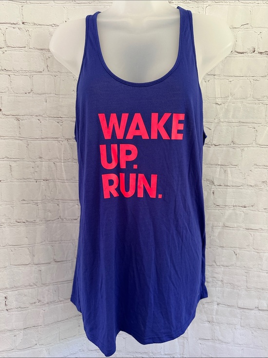 Under Armour Tops - Under Armour Blue Tank Top with Pink 'WAKE UP. RUN.' Graphic size L